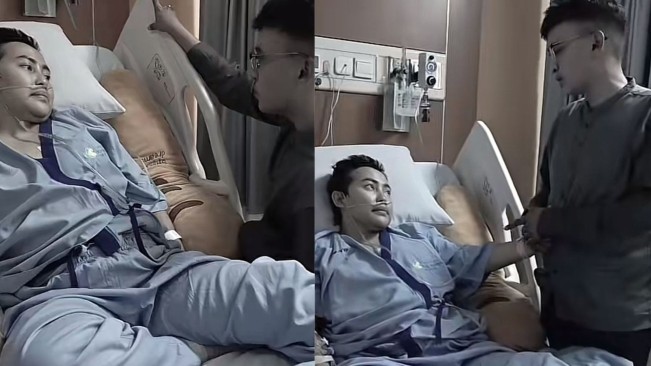 Ruben Onsu saat mejenguk Mpok Alpa di rumah sakit. [TikTok]